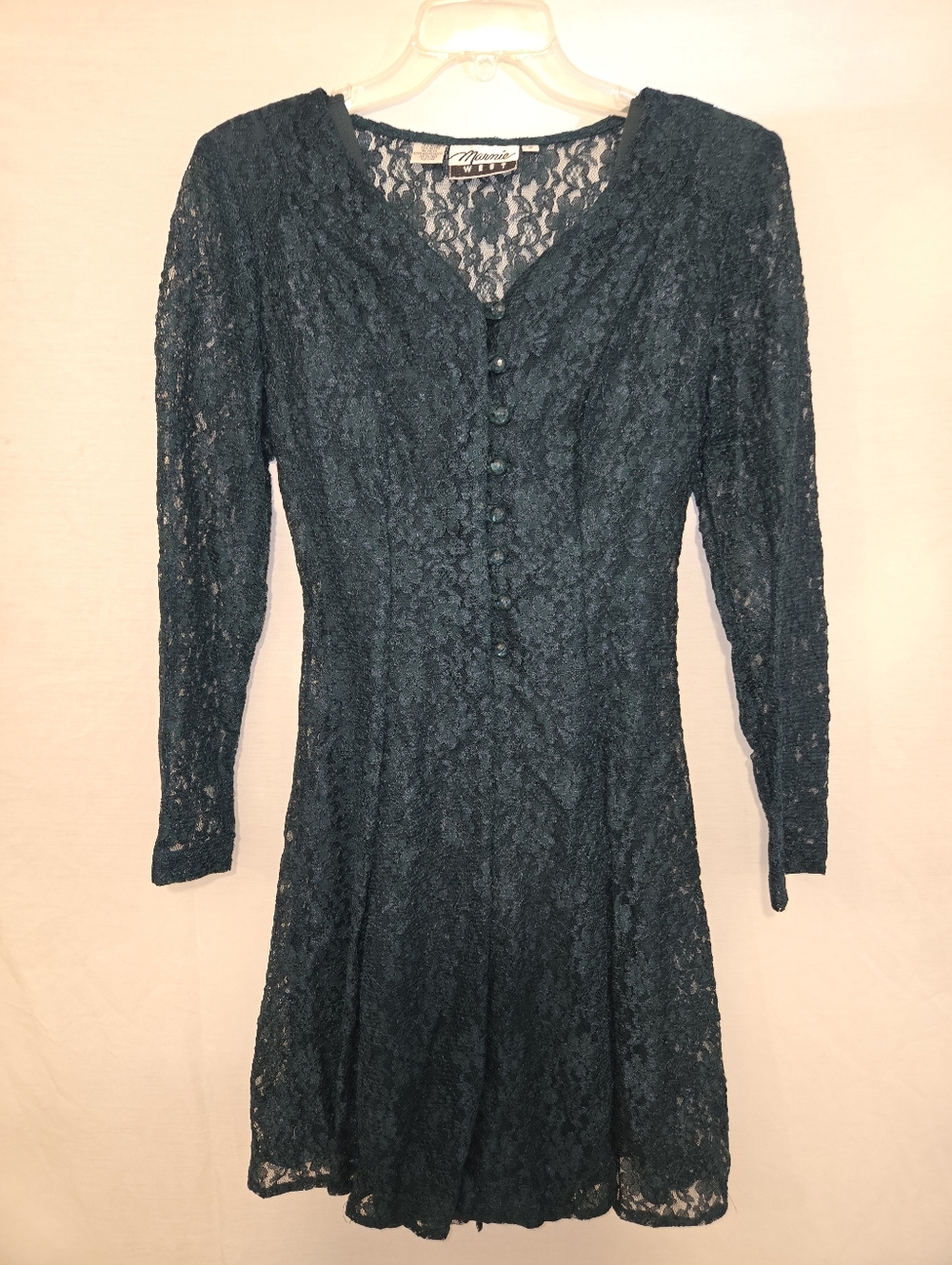 Vintage Marnie West Green Laced Layerd Mini Length Dress Size 9